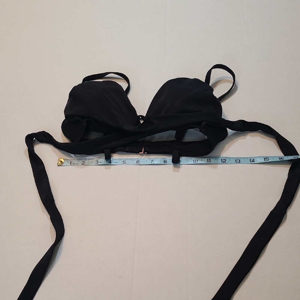 Shade & Shore Womens Black Light Lift Wrap Bikini Top 34B Crisscross Tie NWT - Picture 7 of 10